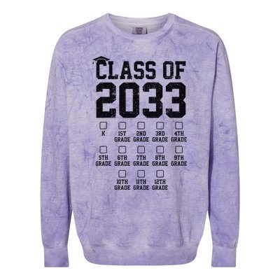 Class Of 2033 Grow With Me Check Mark First Day Of School Colorblast Crewneck Sweatshirt