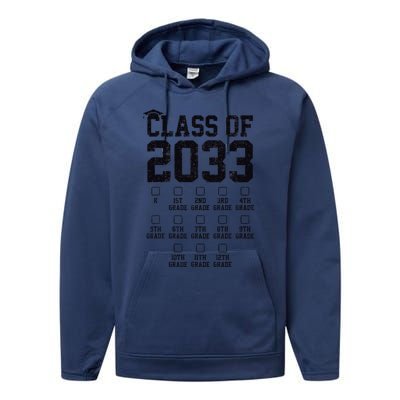 Class Of 2033 Grow With Me Check Mark First Day Of School Performance Fleece Hoodie