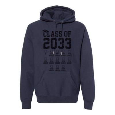 Class Of 2033 Grow With Me Check Mark First Day Of School Premium Hoodie