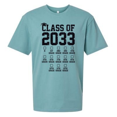 Class Of 2033 Grow With Me Check Mark First Day Of School Sueded Cloud Jersey T-Shirt