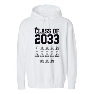 Class Of 2033 Grow With Me Check Mark First Day Of School Garment-Dyed Fleece Hoodie