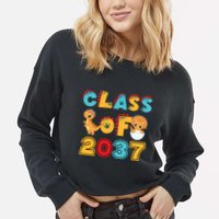 Class Of 2037 Grow With Me Kindergarten Graduation Cropped Pullover Crew