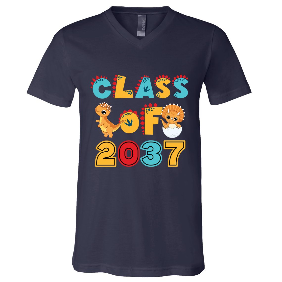 Class Of 2037 Grow With Me Kindergarten Graduation V-Neck T-Shirt