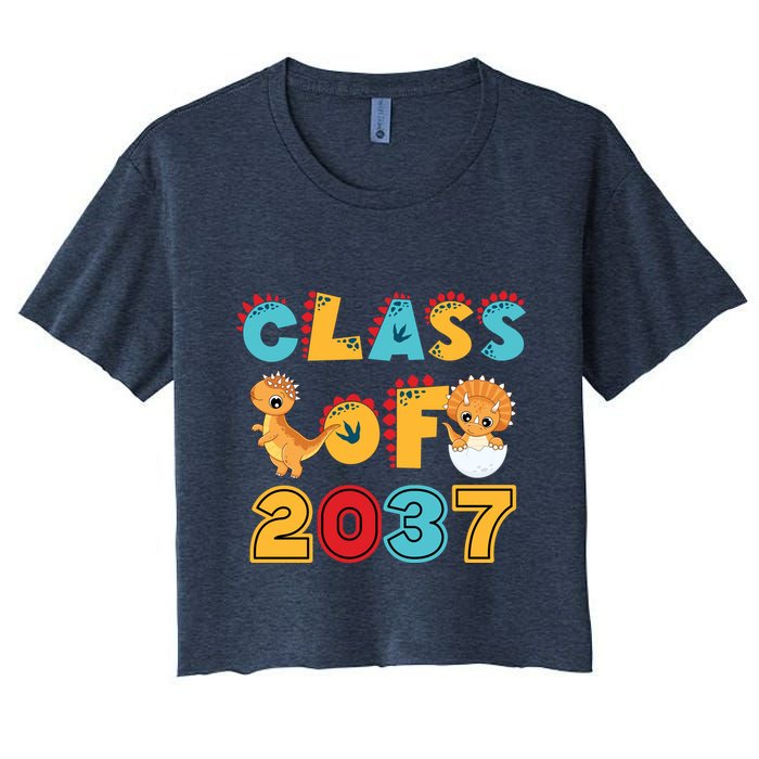 Class Of 2037 Grow With Me Kindergarten Graduation Women's Crop Top Tee