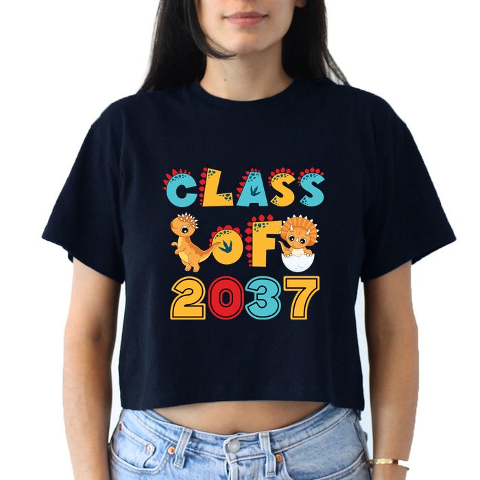 Class Of 2037 Grow With Me Kindergarten Graduation Women's Crop Top Tee