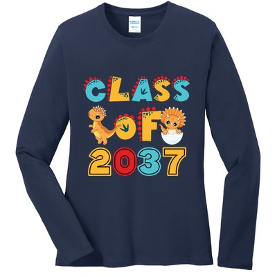 Class Of 2037 Grow With Me Kindergarten Graduation Ladies Long Sleeve Shirt