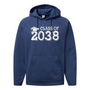 Class Of 2038 Grow With Me Handprints Space On Back Performance Fleece Hoodie