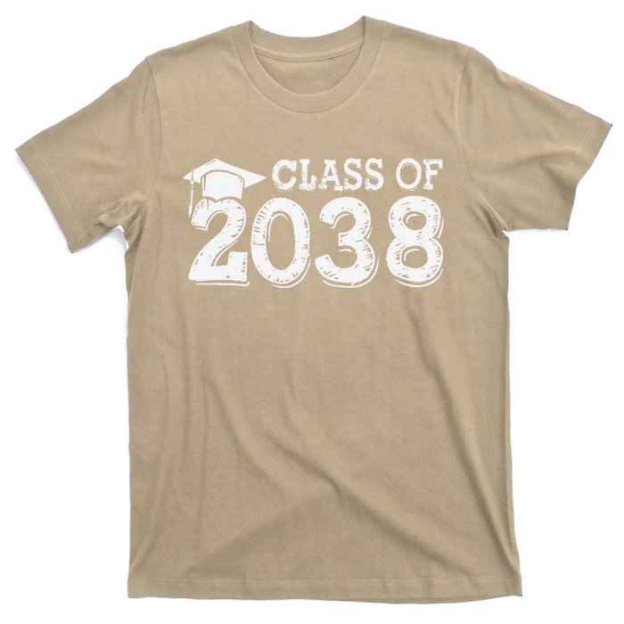 Class Of 2038 Grow With Me Handprints Space On Back T-Shirt