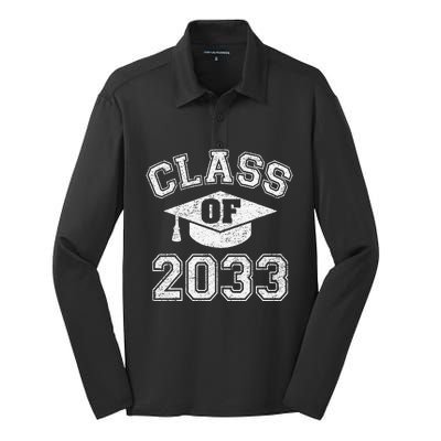 Class Of 2033 Grow With Me First Day Of Kindergarten Gift Silk Touch Performance Long Sleeve Polo