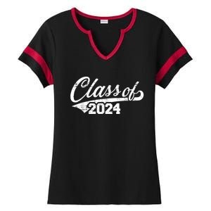 Class Of 2024 Happy 100th Day Of School Ladies Halftime Notch Neck Tee