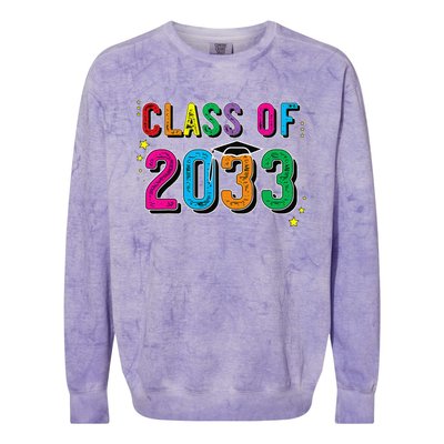 CLASS OF 2033 Grow With Me Funny First Day Of School Colorblast Crewneck Sweatshirt