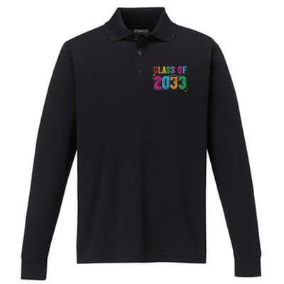 CLASS OF 2033 Grow With Me Funny First Day Of School Performance Long Sleeve Polo