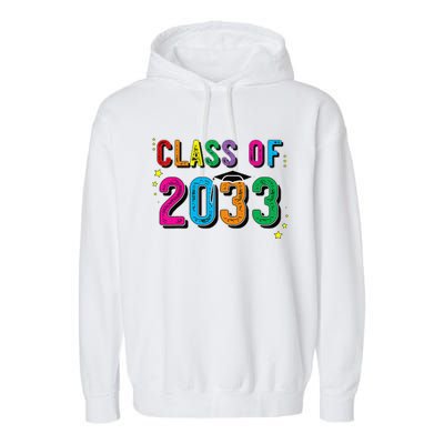 CLASS OF 2033 Grow With Me Funny First Day Of School Garment-Dyed Fleece Hoodie