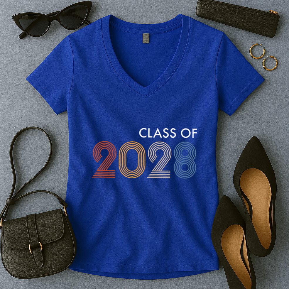 Class Of 2028 College University High School Future Graduate Women's V-Neck T-Shirt