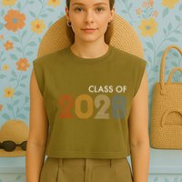 Class Of 2028 College University High School Future Graduate Garment-Dyed Women's Muscle Tee