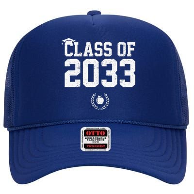 Class Of 2033 Grow With Me Graduation First Day Of School Cute High Crown Mesh Back Trucker Hat