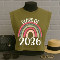 Class Of 2036 Rainbow Graduation Garment-Dyed Women's Muscle Tee