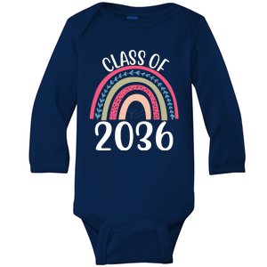 Class Of 2036 Rainbow Graduation Baby Long Sleeve Bodysuit