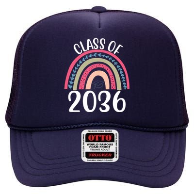 Class Of 2036 Rainbow Graduation High Crown Mesh Back Trucker Hat