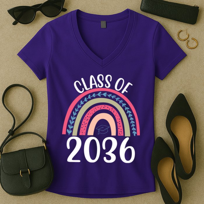 Class Of 2036 Rainbow Graduation Women's V-Neck T-Shirt