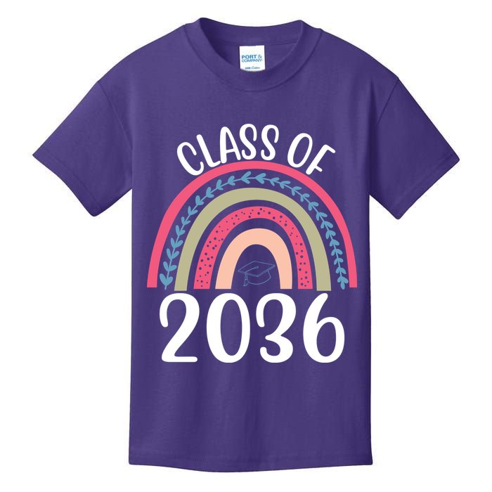 Class Of 2036 Rainbow Graduation Kids T-Shirt