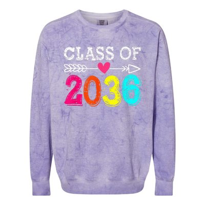 Class Of 2036 Grow With Me First Day Of School Graduation Colorblast Crewneck Sweatshirt