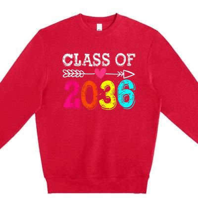 Class Of 2036 Grow With Me First Day Of School Graduation Premium Crewneck Sweatshirt