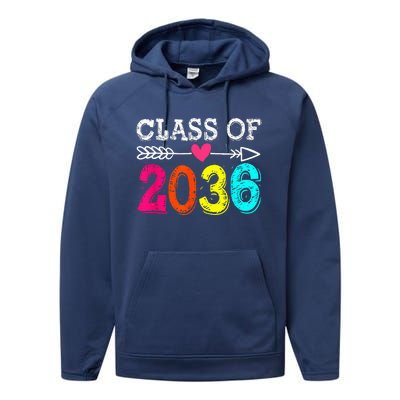 Class Of 2036 Grow With Me First Day Of School Graduation Performance Fleece Hoodie