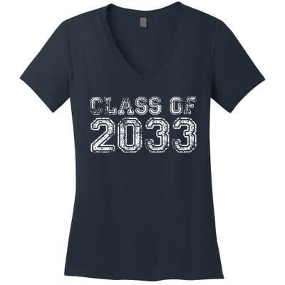 Class Of 2033 Grow With Me Graduation First Day Of School Funny Women's V-Neck T-Shirt