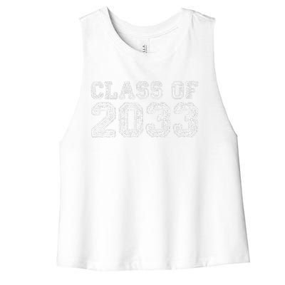 Class Of 2033 Grow With Me Graduation First Day Of School Funny Women's Racerback Cropped Tank