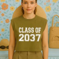 Class Of 2037 Grow With Me Garment-Dyed Women's Muscle Tee