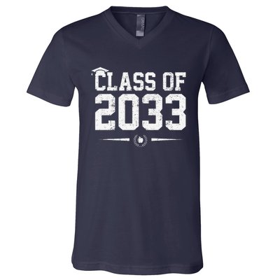 Class Of 2033 Grow With Me Graduation First Day Of School Gift V-Neck T-Shirt