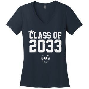 Class Of 2033 Grow With Me Graduation First Day Of School Love Women's V-Neck T-Shirt