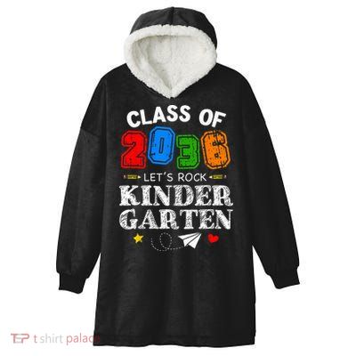 Class Of 2036 Lets Rock Kindergarten Back To School Hooded Wearable Blanket