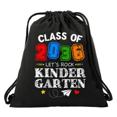 Class Of 2036 Lets Rock Kindergarten Back To School Drawstring Bag