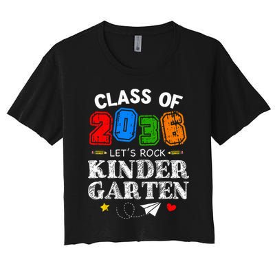 Class Of 2036 Lets Rock Kindergarten Back To School Crop Top