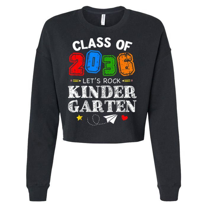 Class Of 2036 Lets Rock Kindergarten Back To School Cropped Pullover Crew