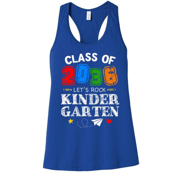 Class Of 2036 Lets Rock Kindergarten Back To School Women's Racerback Tank