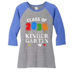 Class Of 2036 Lets Rock Kindergarten Back To School Women's Tri-Blend 3/4-Sleeve Raglan Shirt