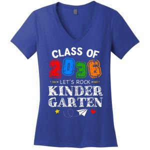 Class Of 2036 Lets Rock Kindergarten Back To School Women's V-Neck T-Shirt