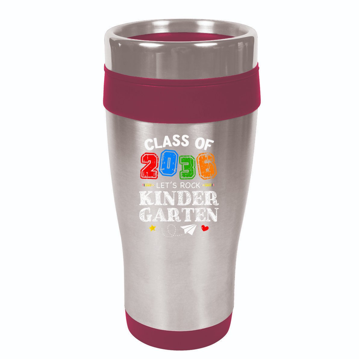 Class Of 2036 Lets Rock Kindergarten Back To School 16oz Travel Tumbler