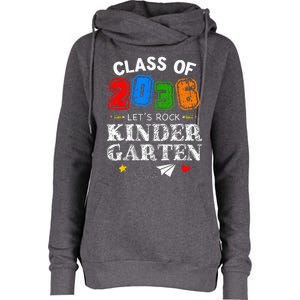 Class Of 2036 Lets Rock Kindergarten Back To School Womens Funnel Neck Pullover Hood