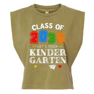 Class Of 2036 Lets Rock Kindergarten Back To School Garment-Dyed Women's Muscle Tee