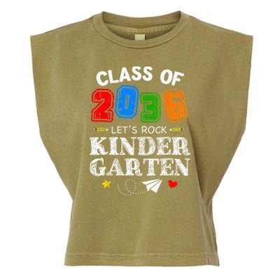 Class Of 2036 Lets Rock Kindergarten Back To School Garment-Dyed Women's Muscle Tee