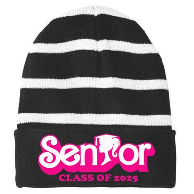 Class Of 2025 Senior Design Funny Seniors 2025 Striped Beanie with Solid Band