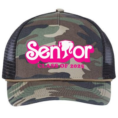 Class Of 2025 Senior Design Funny Seniors 2025 Retro Rope Trucker Hat Cap