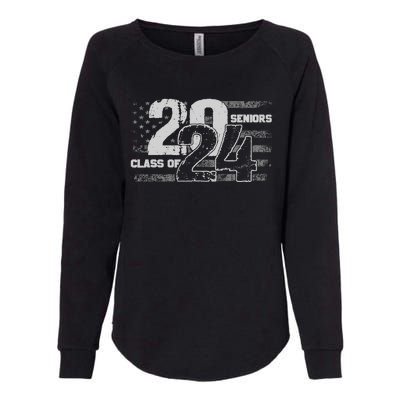 Class Of 2024 Distressed American Flag Seniors Womens California Wash Sweatshirt