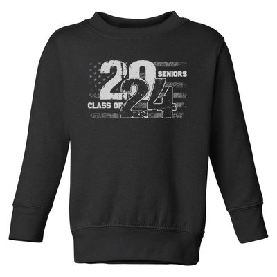 Class Of 2024 Distressed American Flag Seniors Toddler Sweatshirt