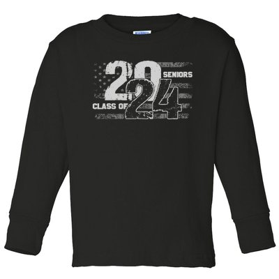 Class Of 2024 Distressed American Flag Seniors Toddler Long Sleeve Shirt