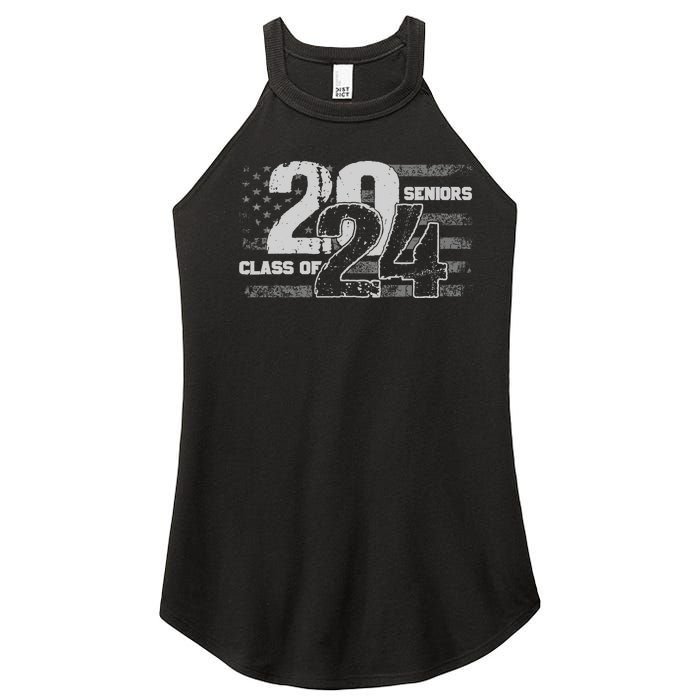 Class Of 2024 Distressed American Flag Seniors Women’s Perfect Tri Rocker Tank